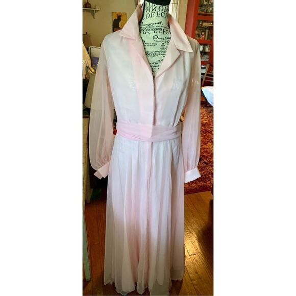 Vintage Pink Homemade Chiffon Maxi Dress - Picture 14 of 15